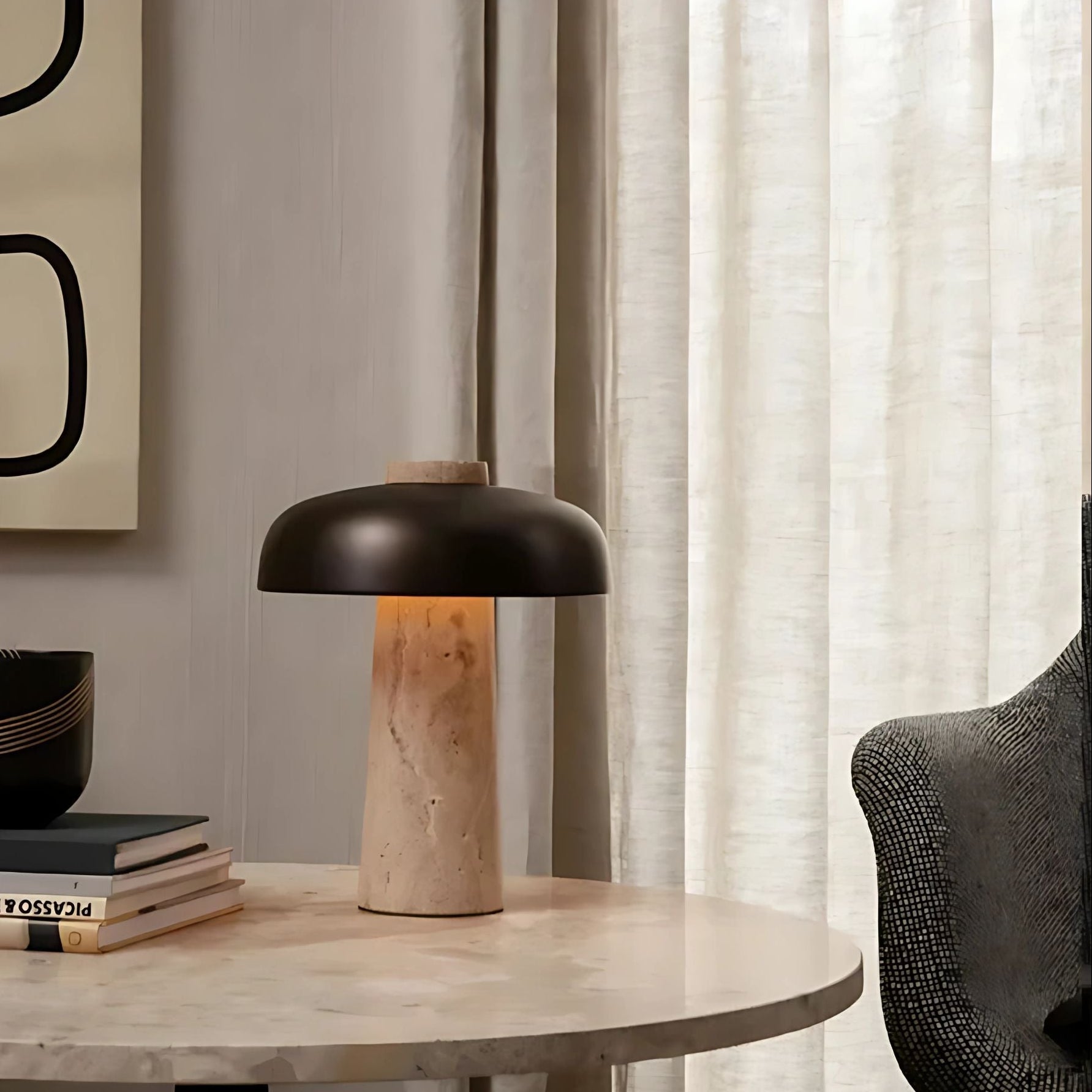 Lampe de table en travertin Solignac - Valora Design