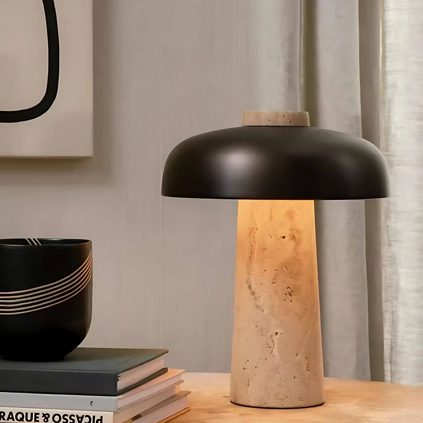 Lampe de table en travertin Solignac - Valora Design