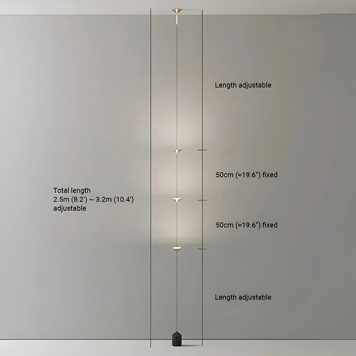 Lampe du sol au plafond Borain