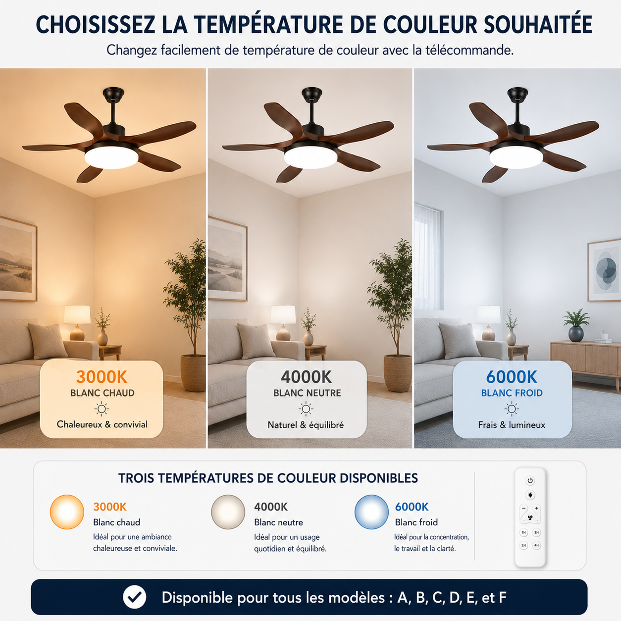 Ventilateur de plafond Moréa en bois