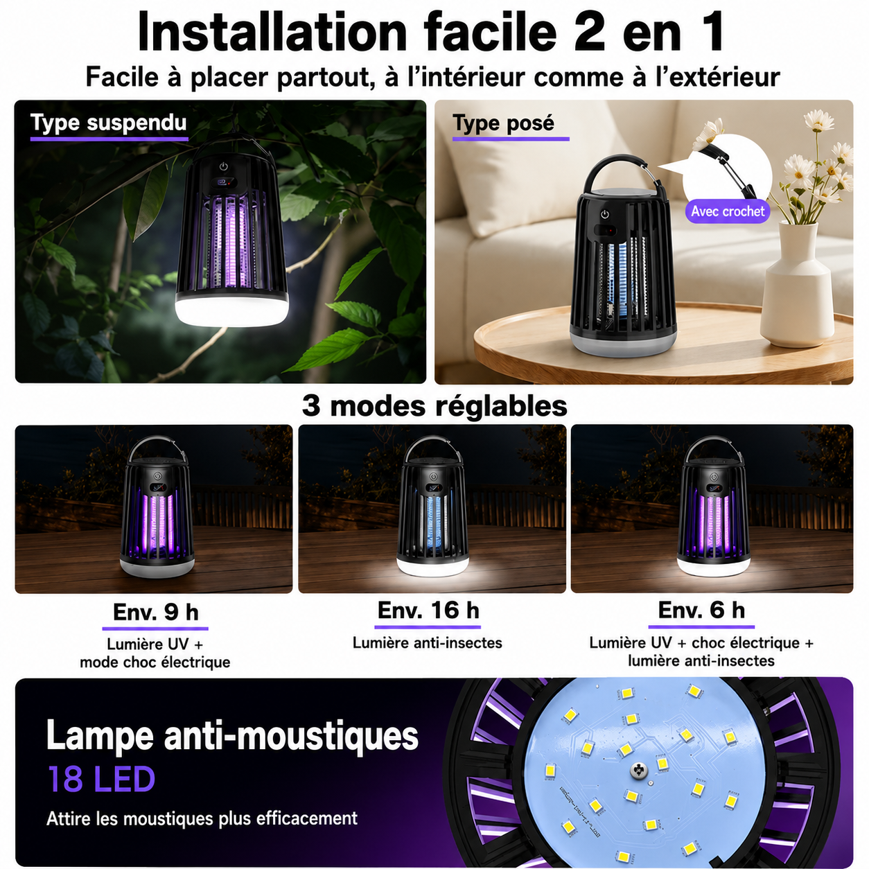 Lampe extérieure antimoustiques Liavéaire