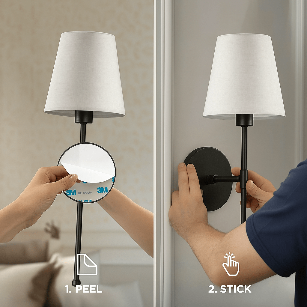 Appliques Murales Sans Fil - Noir (lot de 2) - Valora Design